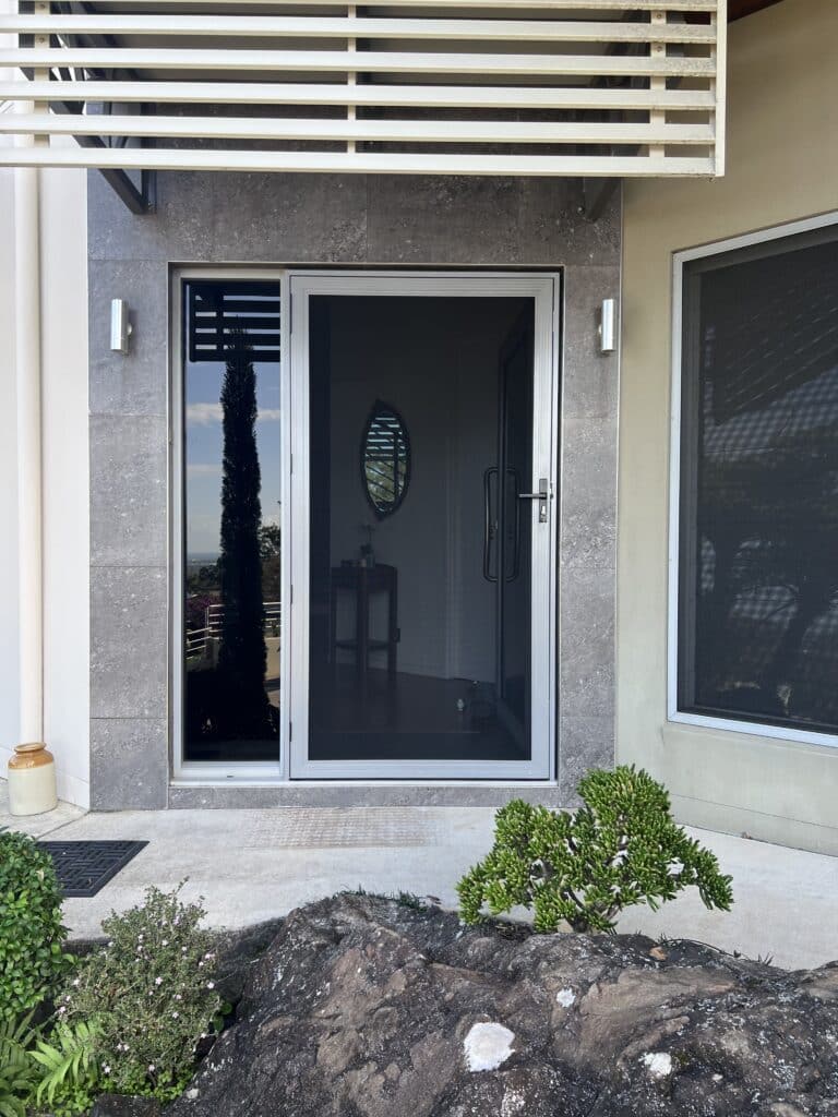 SecureView front security door fitted with a custom build-out around the entryway in Buderim